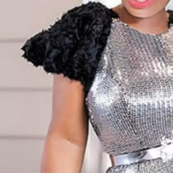 Patchwork Mermaid Asymmetric Elegant Chic Midi Dress