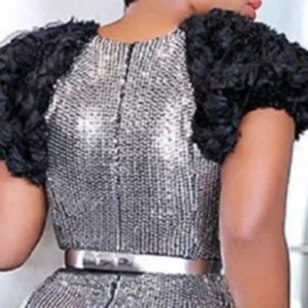 Patchwork Mermaid Asymmetric Elegant Chic Midi Dress