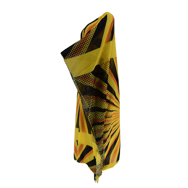 Indie Folk Batwing Sleeve Floor-Length Round Neck Print Women's Dress