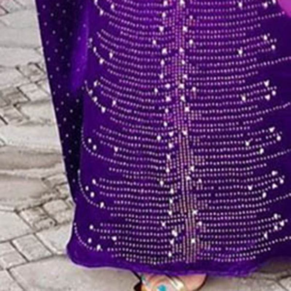 Dot Round Neck Batwing Sleeve Floor-Length Plain Women's Maxi Dress