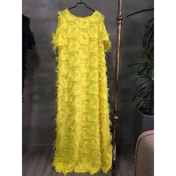 Off Shoulder Short Sleeve Hollow Floor-Length Chic Maxi Dress