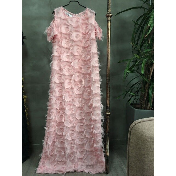 Off Shoulder Short Sleeve Hollow Floor-Length Chic Maxi Dress