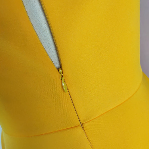 Irregular Yellow Sleeveless Bowtie Spaghetti Strap Pleated Dress