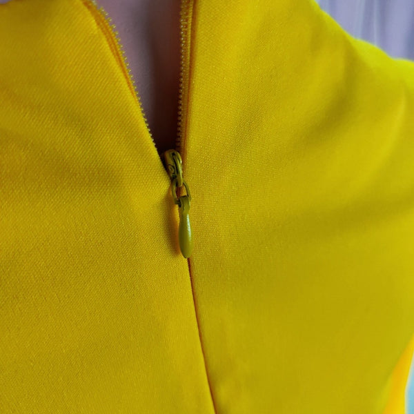 Yellow Round Neck Flare Sleeve Split Women's Midi Dress