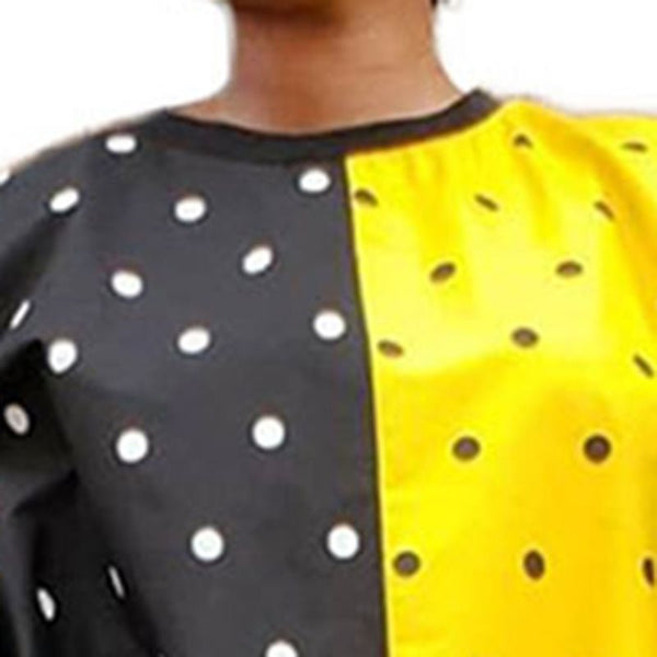 Polka Dots Color Block Round Neck Batwing Sleeve Women's Dress