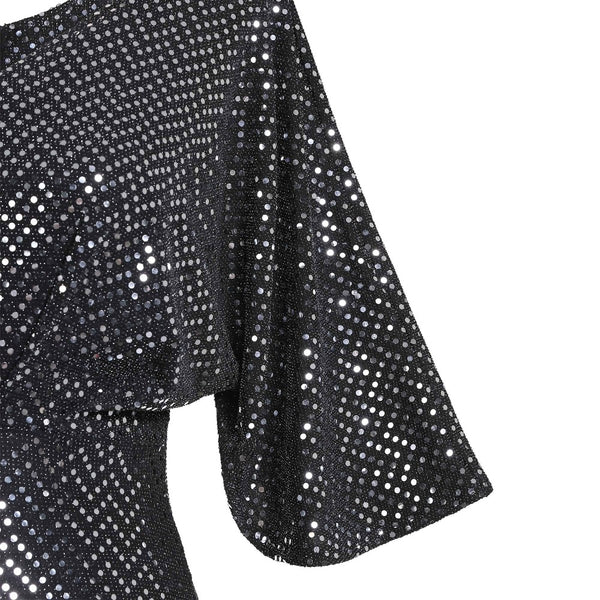 Gray Long Pencil High Waist Backless Sequin Glitter Maxi Dress