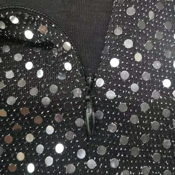 Gray Long Pencil High Waist Backless Sequin Glitter Maxi Dress