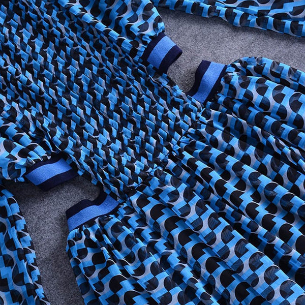 Stand Collar Long Sleeve High Waist Hollow Out Midi Dress