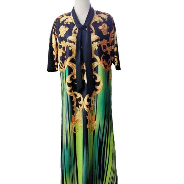 Geometric V-Neck Batwing Sleeve Tribal Printed Women's Maxi Dress