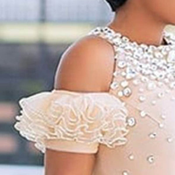 Beading Diamond  Falbala Peplum 2 Pieces Sets Midi Dress