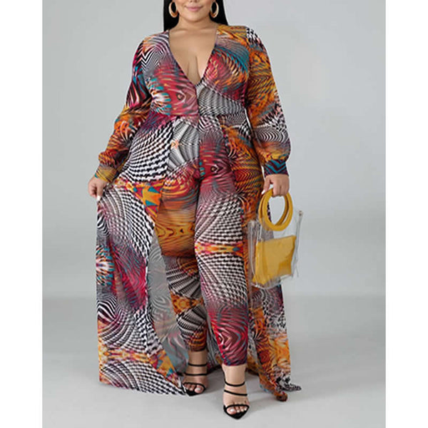 Overalls High-End V-Neck Long Sleeve High Waist Jumpsuits