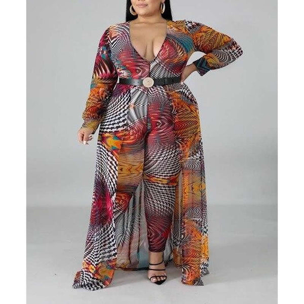 Overalls High-End V-Neck Long Sleeve High Waist Jumpsuits