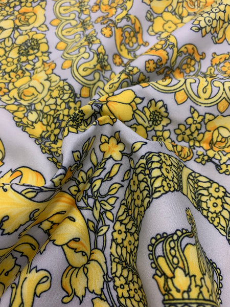 Golden Print A-Line Button Long Sleeve Floor-Length Retro Women's Dress