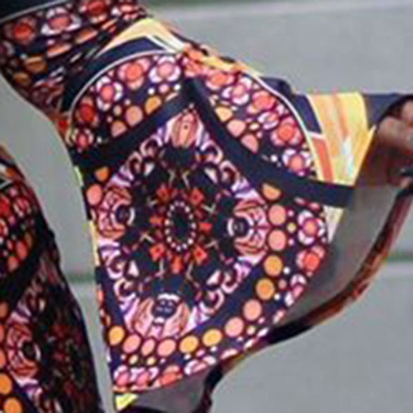 Single Sleeve Shoulder Ethnic Print Loose Floor-Length Maxi Dress