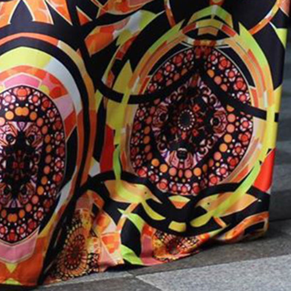 Single Sleeve Shoulder Ethnic Print Loose Floor-Length Maxi Dress
