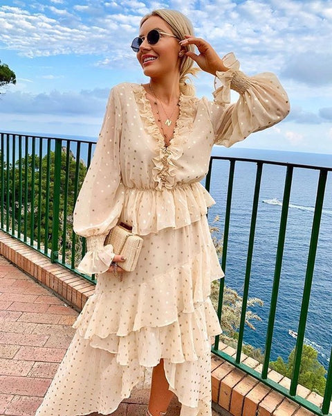 Asymmetric loose Ankle-Length Butterfly Sleeve High Waist Maxi Dress