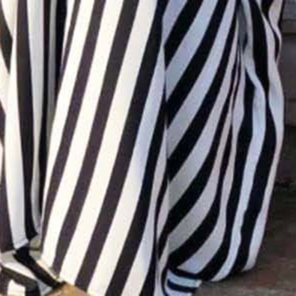 Zebra Stripe Printed Loose Batwing Sleeve Floor-Length Maxi Dress