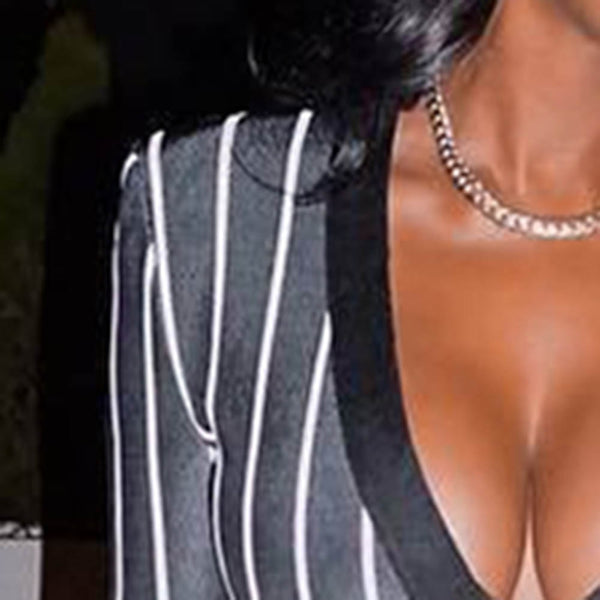 Two Piece Sets Lace-Up Stripe Long Sleeve Trench Coat And Pants Wide Legs