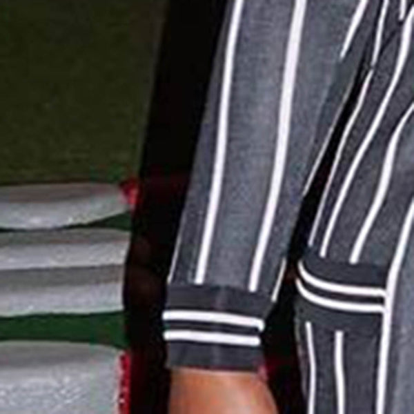 Two Piece Sets Lace-Up Stripe Long Sleeve Trench Coat And Pants Wide Legs