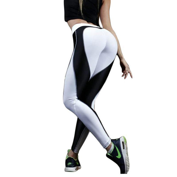 Pattern mesh splice sportswear elastic push up