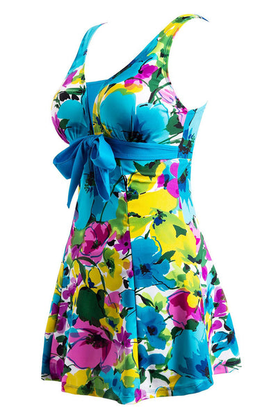 One Piece Lake Blue Push Up Swimsuit 5XL