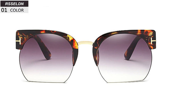 Newest Vintage Semi-Rimless Clear Lens Sun Glasses