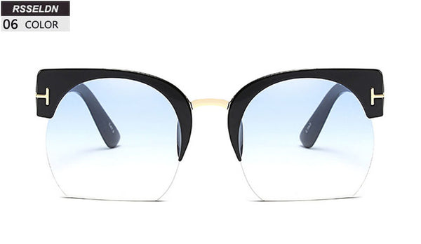 Newest Vintage Semi-Rimless Clear Lens Sun Glasses