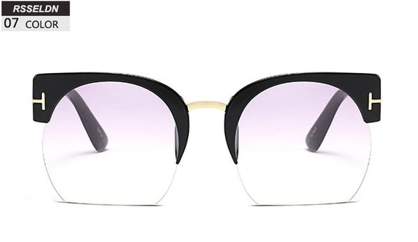 Newest Vintage Semi-Rimless Clear Lens Sun Glasses
