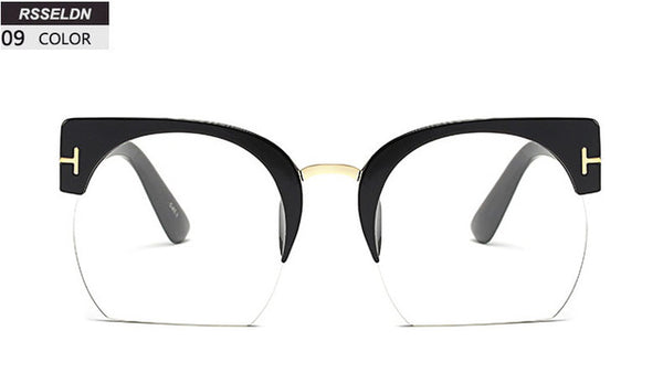 Newest Vintage Semi-Rimless Clear Lens Sun Glasses