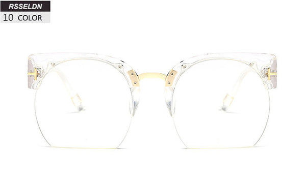 Newest Vintage Semi-Rimless Clear Lens Sun Glasses