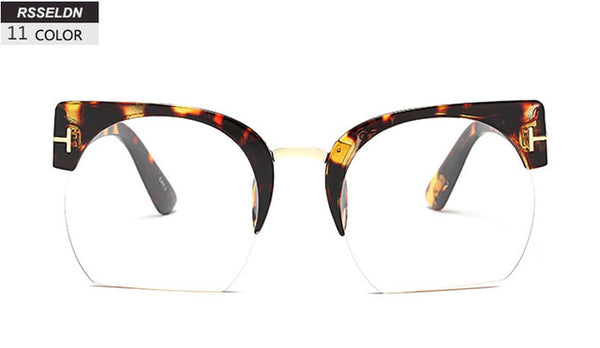 Newest Vintage Semi-Rimless Clear Lens Sun Glasses