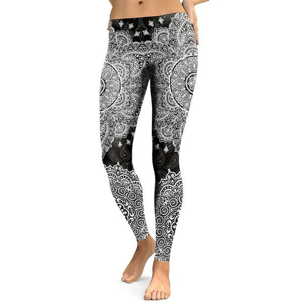 Sexy Mandala Flower 3D Digital Printing Pencil Pants