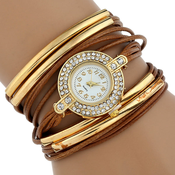 Gold filled Faux Leather Quartz Watch