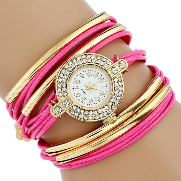 Gold filled Faux Leather Quartz Watch