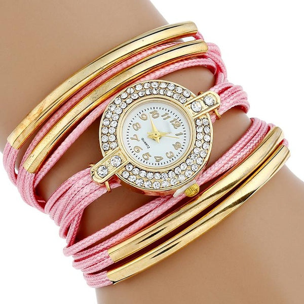 Gold filled Faux Leather Quartz Watch