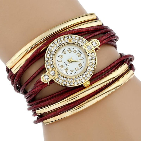 Gold filled Faux Leather Quartz Watch