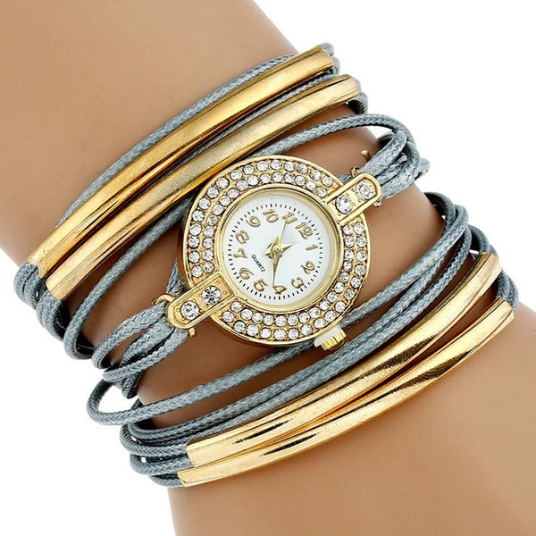 Gold filled Faux Leather Quartz Watch