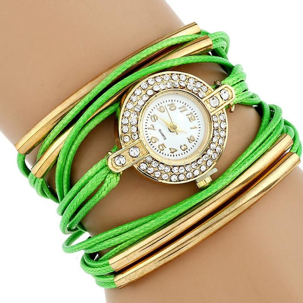 Gold filled Faux Leather Quartz Watch