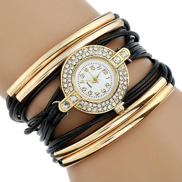 Gold filled Faux Leather Quartz Watch
