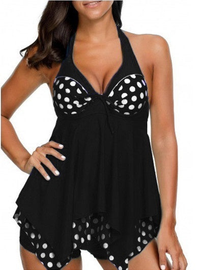 Vintage Polk Dots Two Pieces Tankini Swimsuit