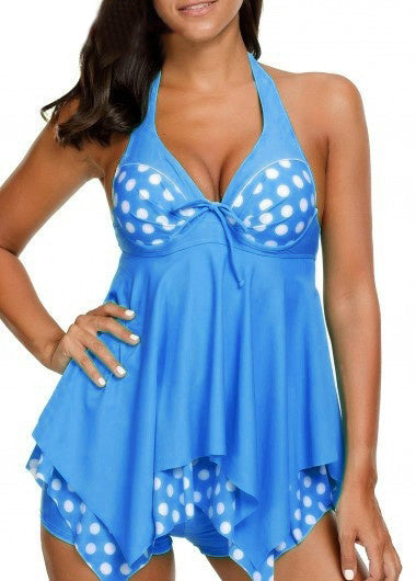 Vintage Polk Dots Two Pieces Tankini Swimsuit