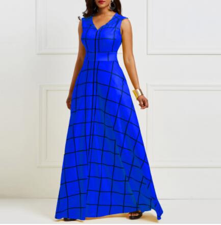 Elegant Stylish Notched Lapel Sleeveless Long Maxi Dress