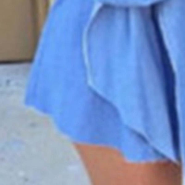 Sleeveless Denim Jeans Deep V Neck Cocktail Mini Dress