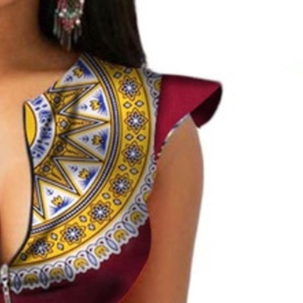 Modern Sleeveless Women's Tops Dashiki African Print Shirt